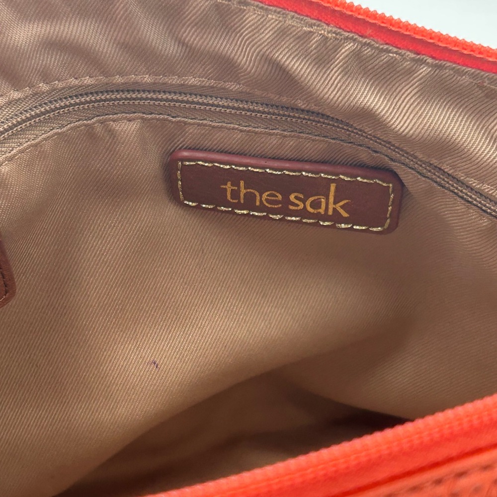The Sak Iris Orange Pebbled Leather Shoulder Bag Hobo Zip Top 12162 - Picture 13 of 14